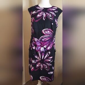 Alyx Dress Womens 16 Petite Black and purple Floral Shift